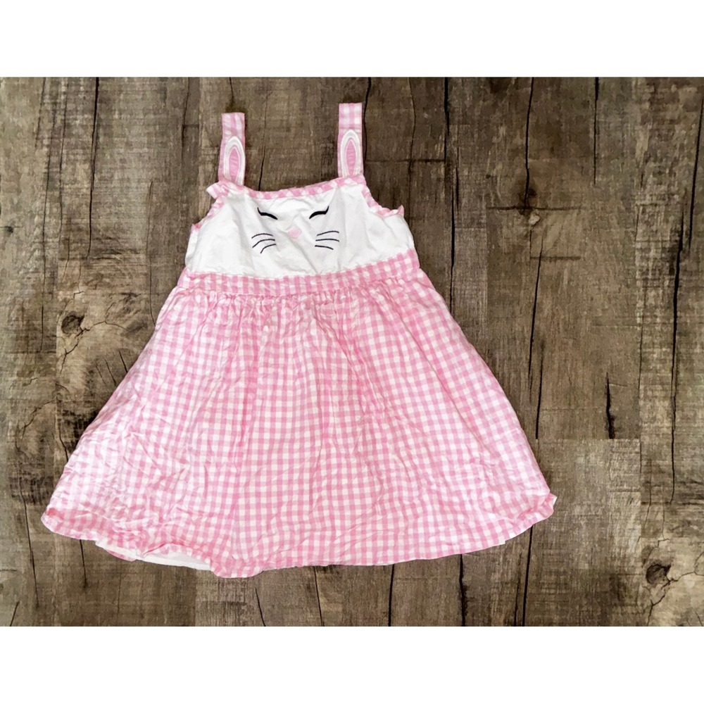 Gymboree Girls Pink Gingham Bunny‎ Face Dress Sleeveless Easter Spring 5T